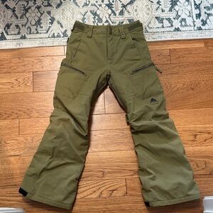 Burton Olive Green Insulated Snow Pants  with Mountain Logo